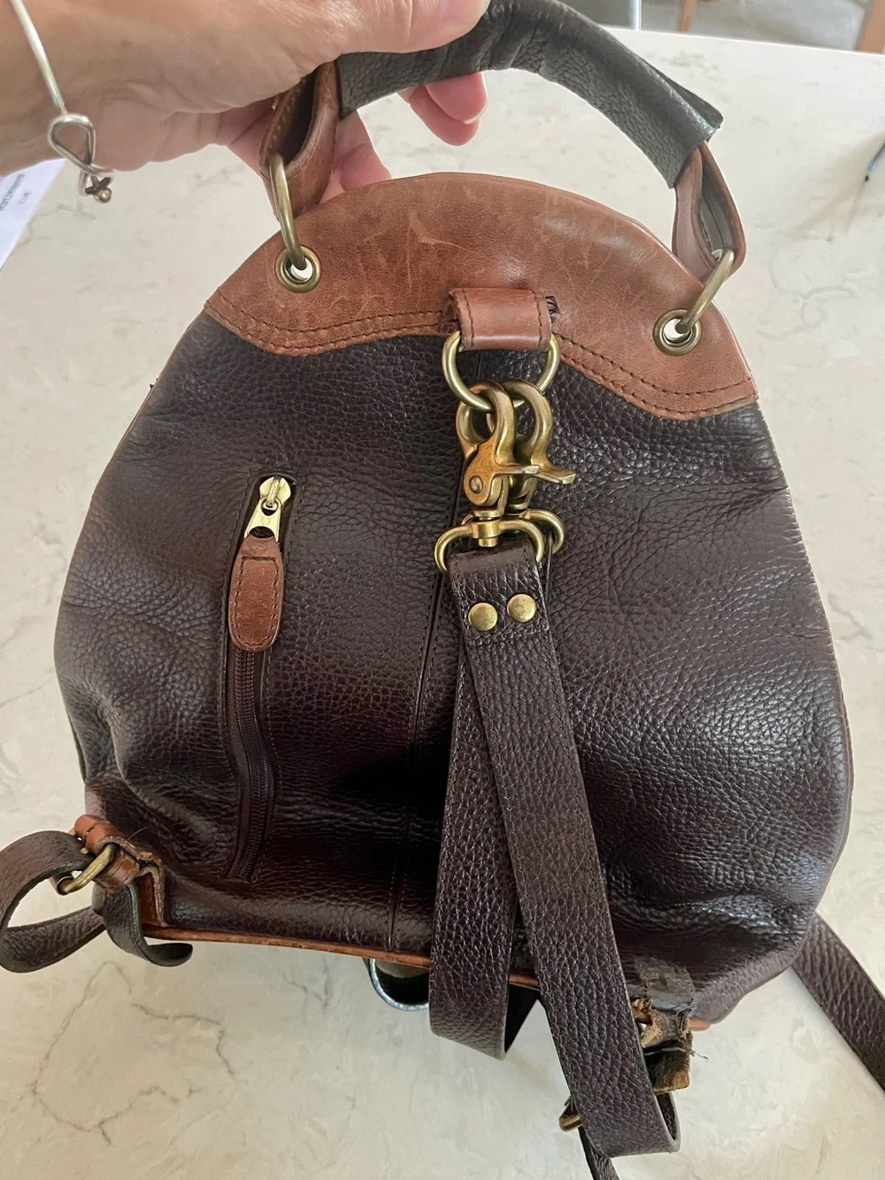 $188 Sundance Catalog Park City Brown M. London Leather Backpack - a rare find!